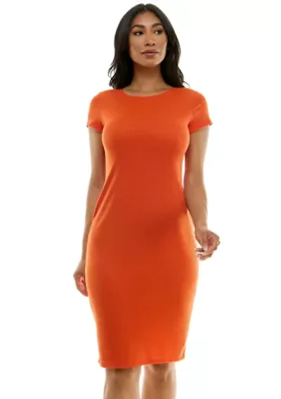 Short Sleeve Midi T-Shirt Ribbed Dress