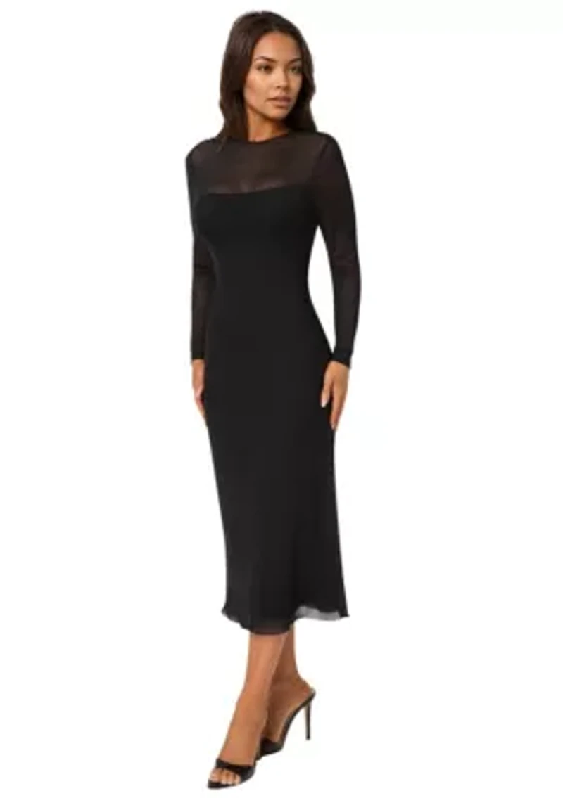 Rhinestone Mesh Long Sleeve Maxi Dress