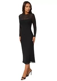 Rhinestone Mesh Long Sleeve Maxi Dress