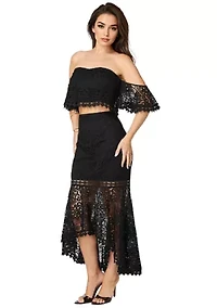 Two Piece Lace High Low Dress