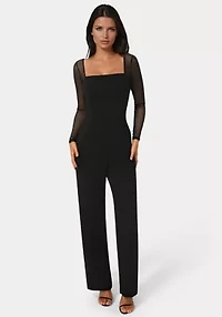 Scuba Mesh Square Neck Jumpsuit