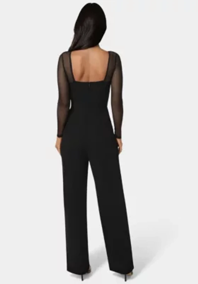 Scuba Mesh Square Neck Jumpsuit