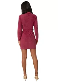 Faux Suede Moto Dress