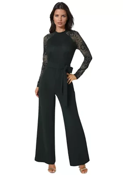 Lace Bodice Straight Leg Jumpsuit