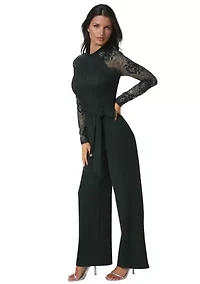 Lace Bodice Straight Leg Jumpsuit