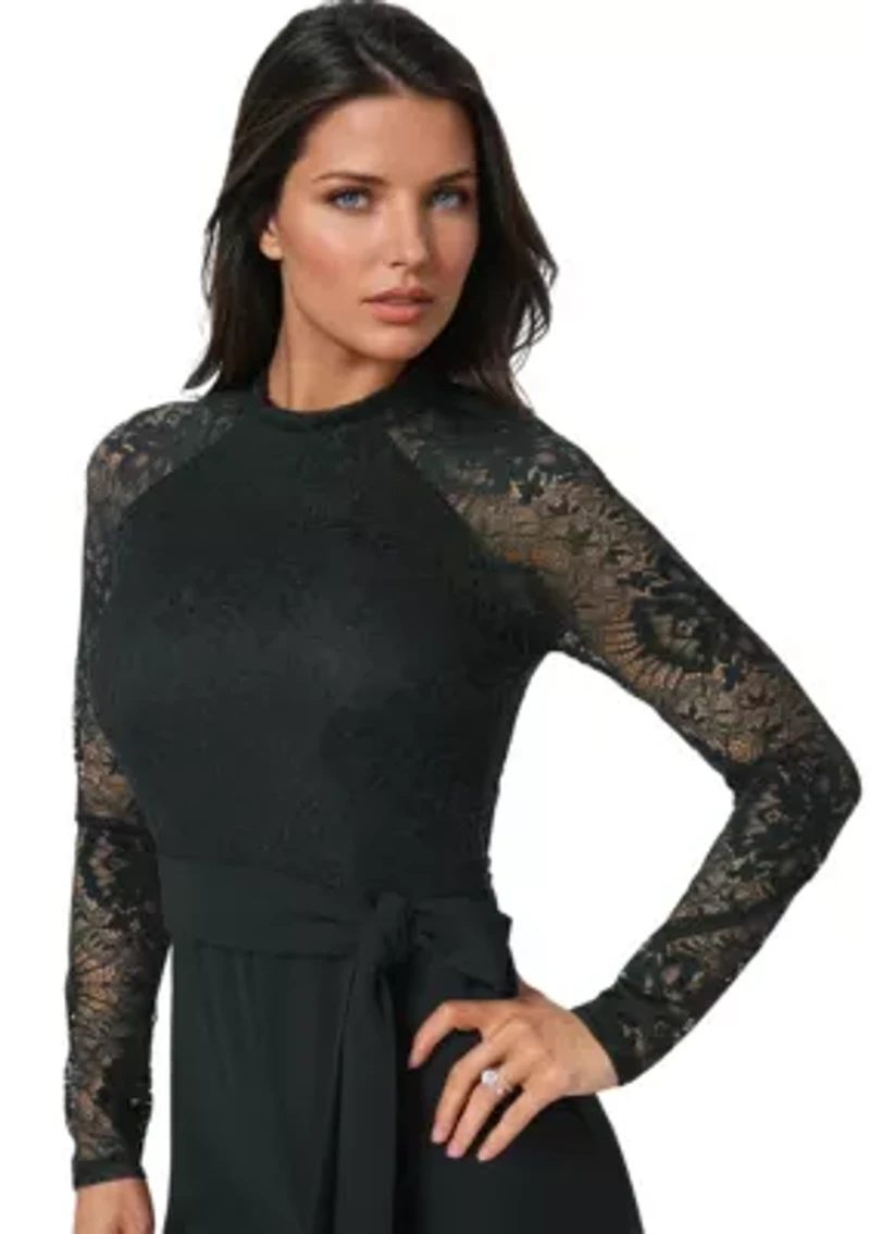 Lace Bodice Straight Leg Jumpsuit