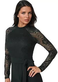 Lace Bodice Straight Leg Jumpsuit