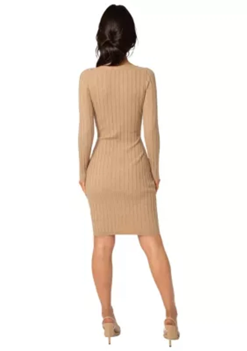 V-Neck Cardigan Midi Dress