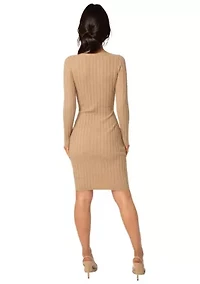 V-Neck Cardigan Midi Dress