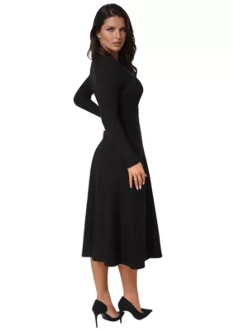 Fit and Flare Midi Sweater Dress