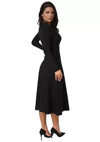 Fit and Flare Midi Sweater Dress