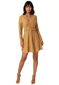 Fit and Flare Suede Mini Dress