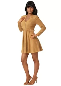 Fit and Flare Suede Mini Dress