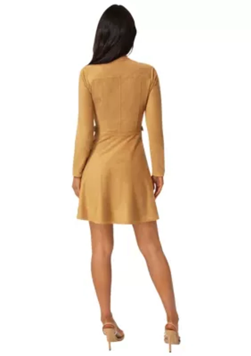 Fit and Flare Suede Mini Dress