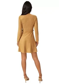 Fit and Flare Suede Mini Dress
