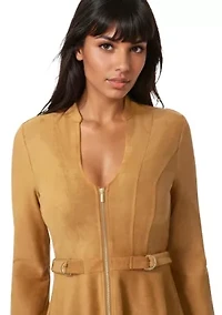 Fit and Flare Suede Mini Dress