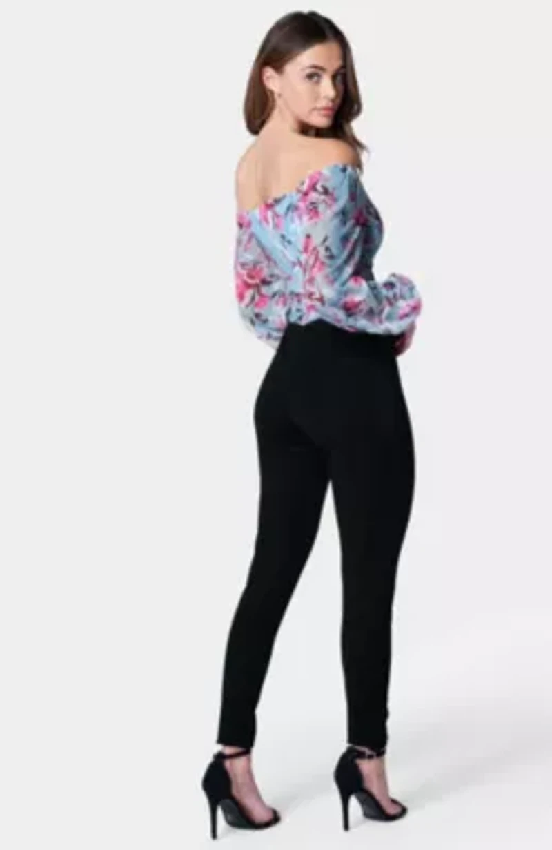 Printed Mesh Off Shoulder Catsuit