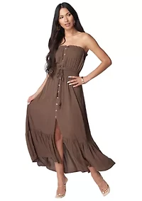 Solid Strapless Maxi Dress