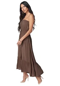 Solid Strapless Maxi Dress