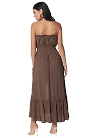 Solid Strapless Maxi Dress