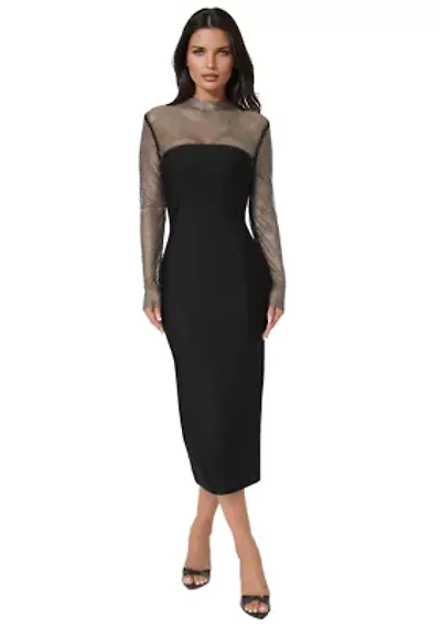 Bandage Midi Dress with Crystal Mesh