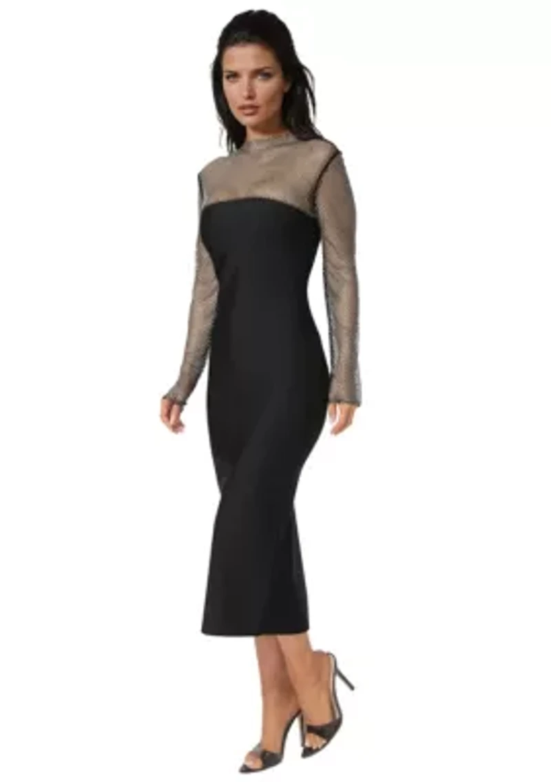 Bandage Midi Dress with Crystal Mesh
