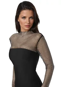 Bandage Midi Dress with Crystal Mesh