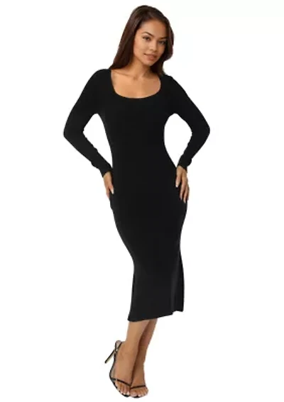 Long Sleeve Scoop Neck Sweater Dress