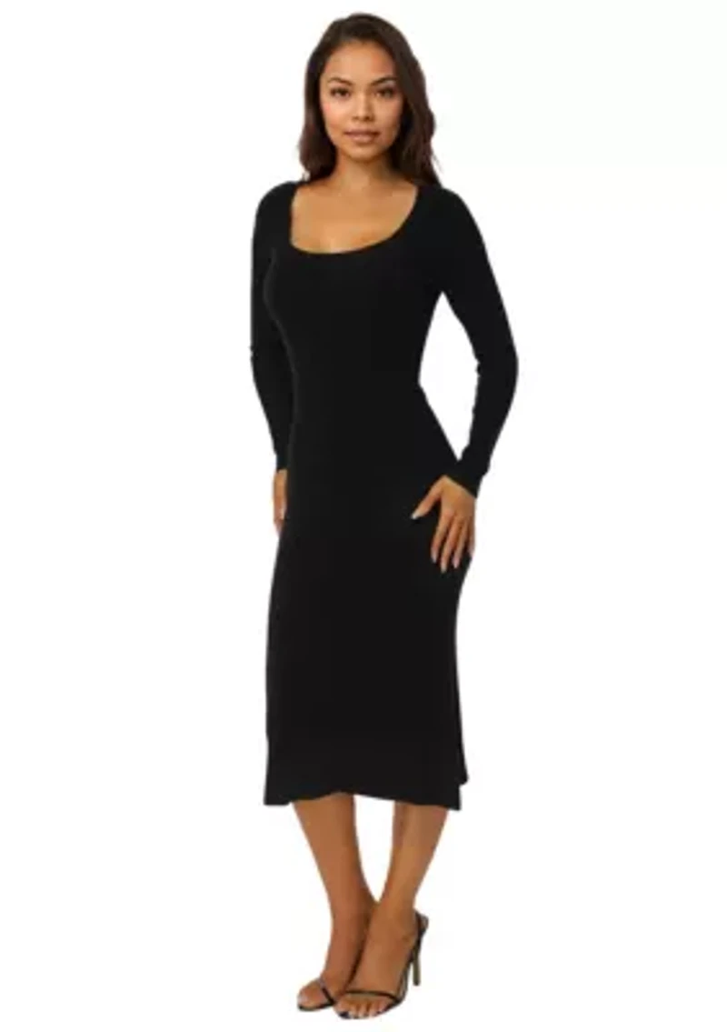 Long Sleeve Scoop Neck Sweater Dress