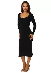 Long Sleeve Scoop Neck Sweater Dress