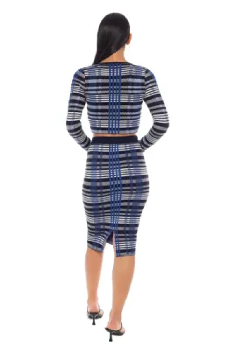 Plaid Long Sleeve 2Pc Sweater Dress