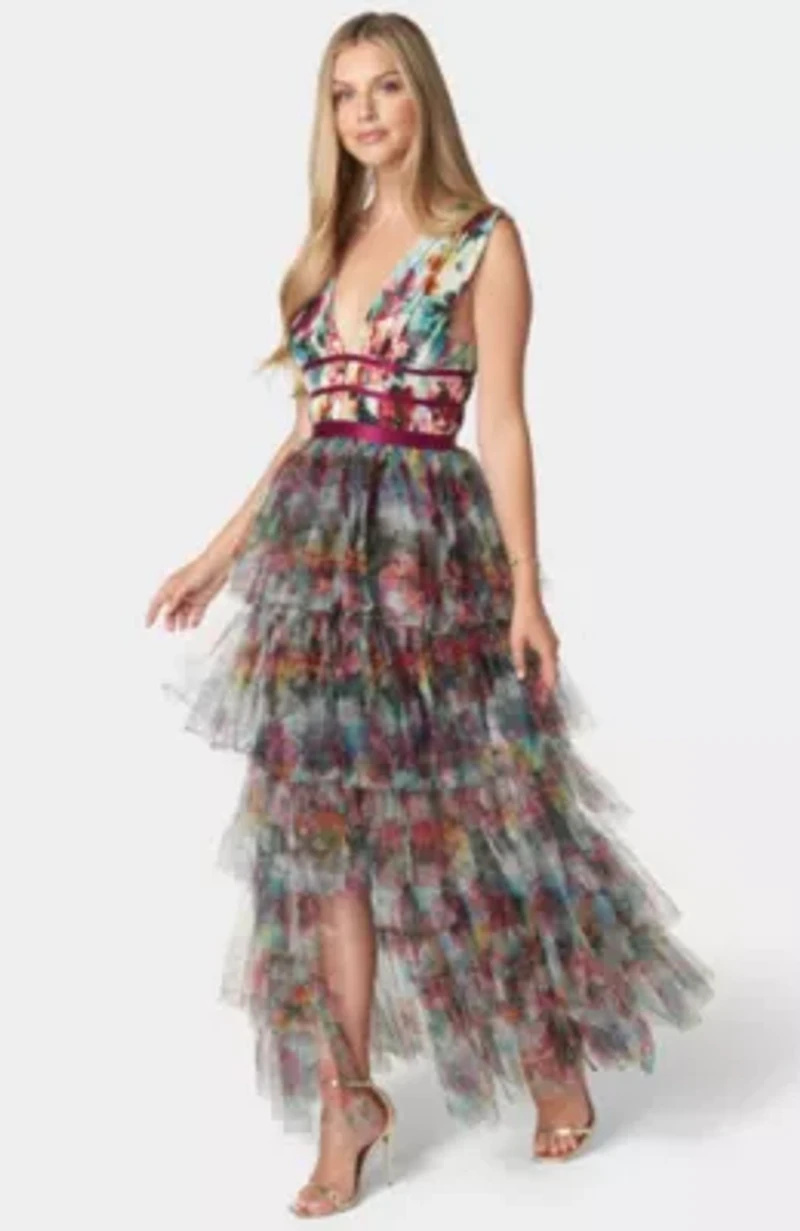 Tiered High Low Gown