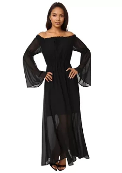 Off the Shoulder Bell Sleeve Maxi Dress