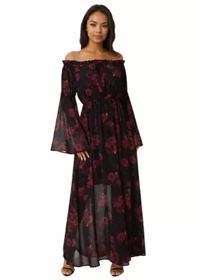 Off the Shoulder Bell Sleeve Maxi Dress