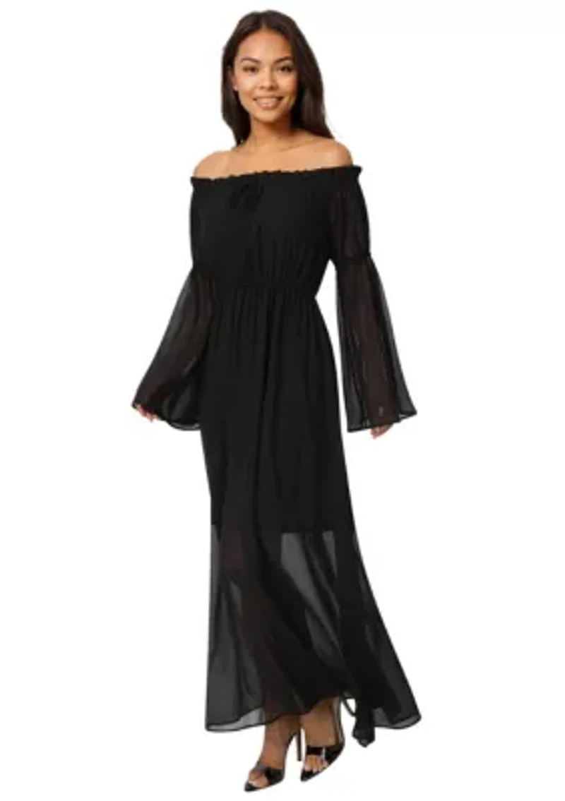Off the Shoulder Bell Sleeve Maxi Dress