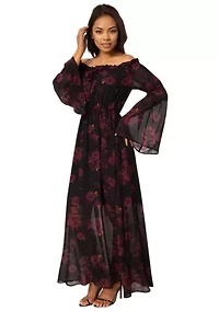 Off the Shoulder Bell Sleeve Maxi Dress
