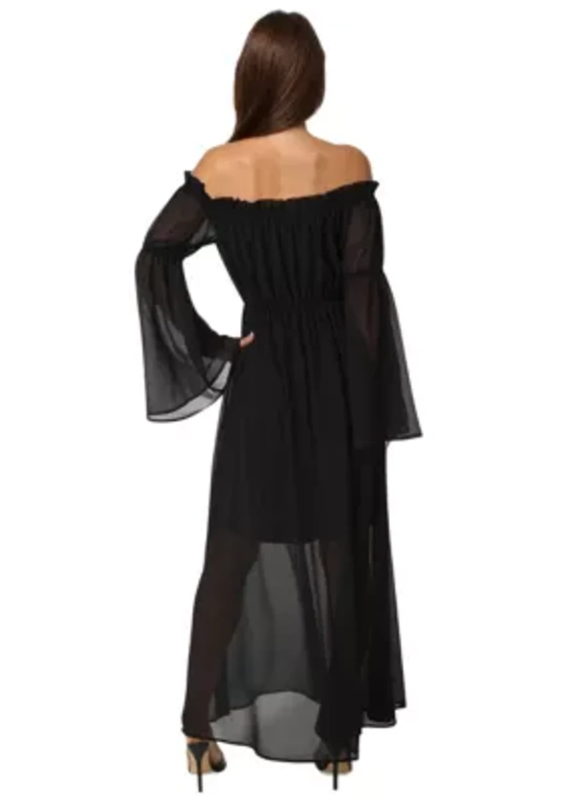Off the Shoulder Bell Sleeve Maxi Dress