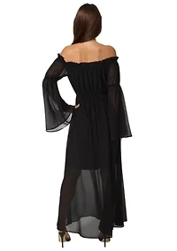 Off the Shoulder Bell Sleeve Maxi Dress