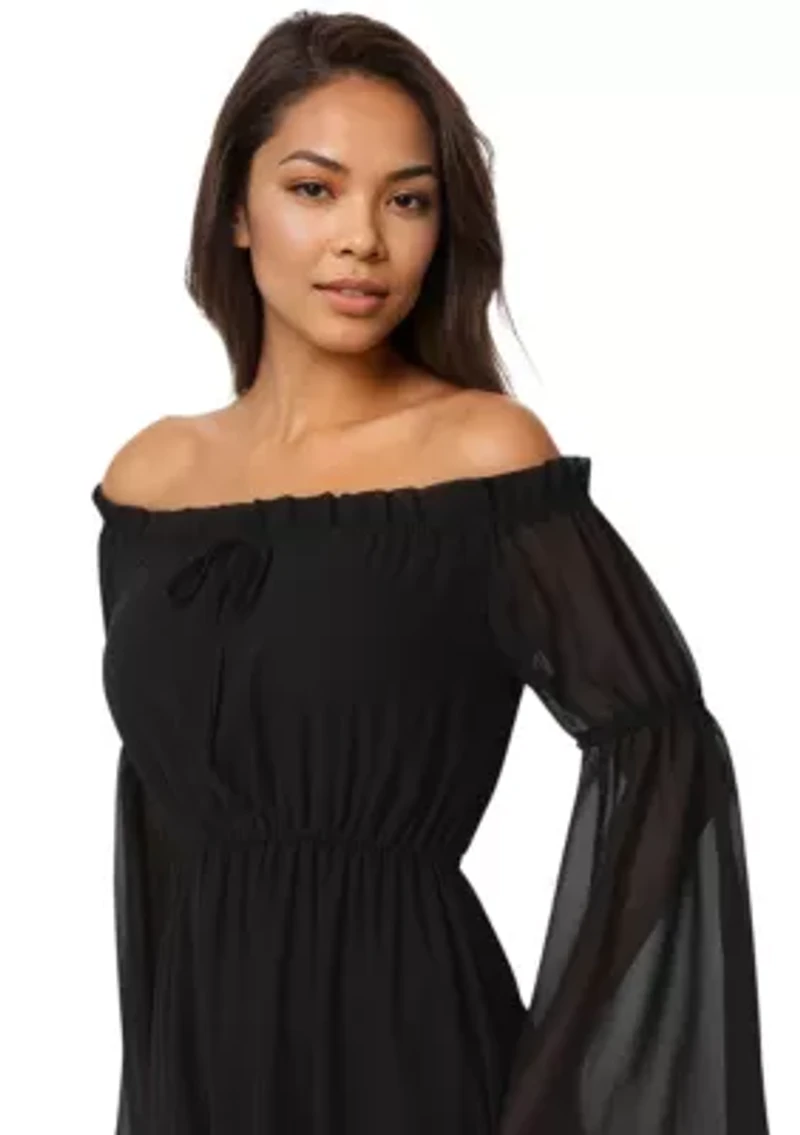 Off the Shoulder Bell Sleeve Maxi Dress