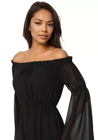 Off the Shoulder Bell Sleeve Maxi Dress