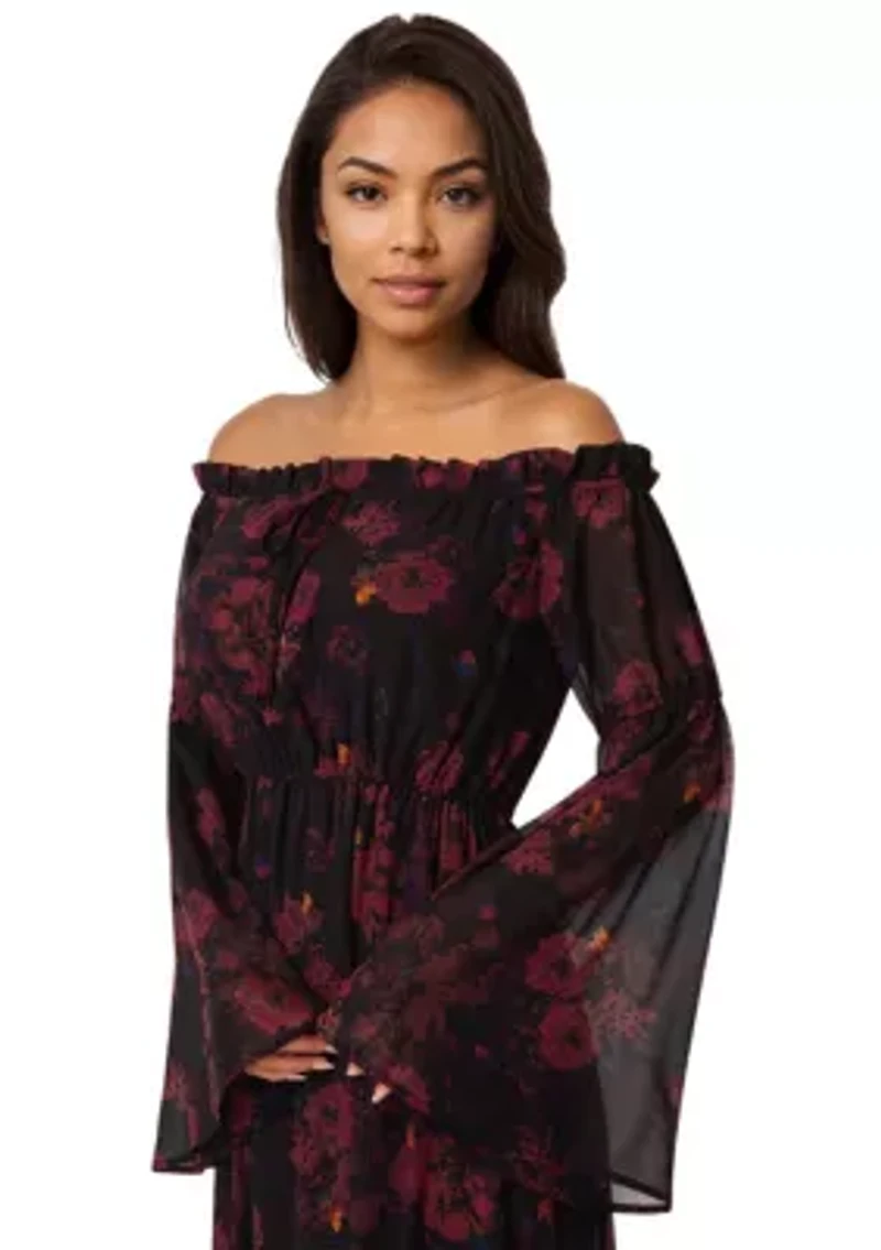 Off the Shoulder Bell Sleeve Maxi Dress