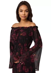 Off the Shoulder Bell Sleeve Maxi Dress