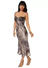 Satin Maxi Dress with Lace Cups