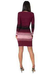 Stripe Ribbed Sweater Midi Dress