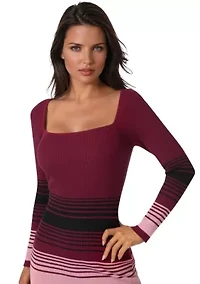 Stripe Ribbed Sweater Midi Dress