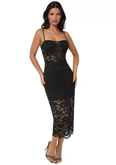 Lace Corset Midi Dress