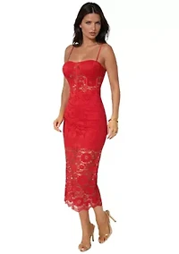 Lace Corset Midi Dress