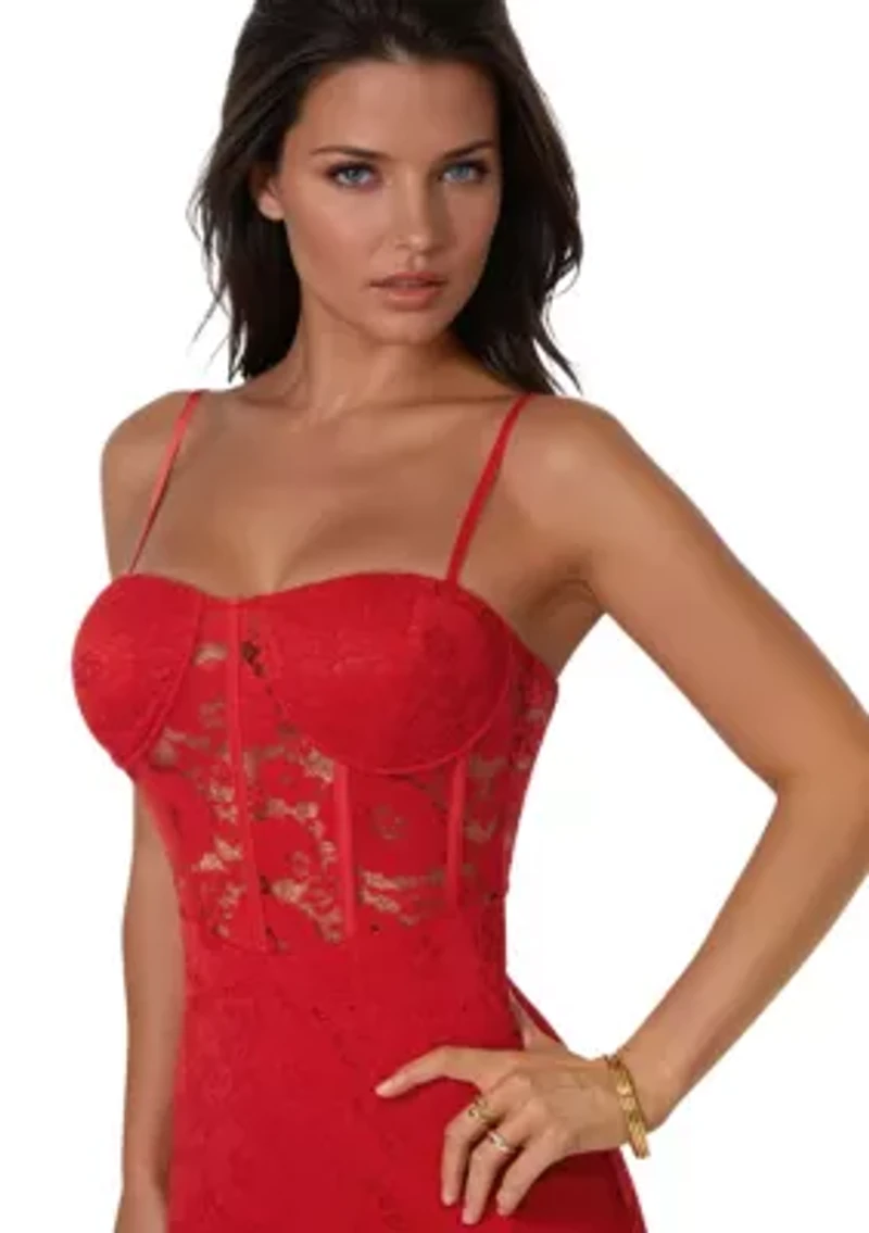 Lace Corset Midi Dress