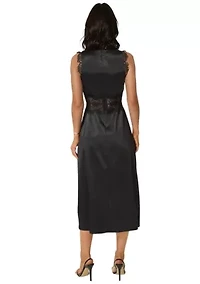 Satin Lace Insert Midi Dress