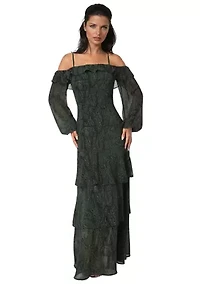 Off the Shoulder Tiered Maxi